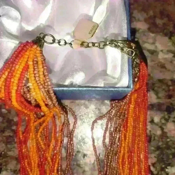 Warm Tone Beaded Necklace Multi Strand.Nwt - Picture 10 of 13